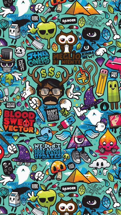 Download Iphone X Cartoon Graffiti Wallpaper