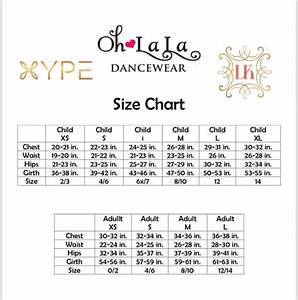 Size Chart Oh La La Dancewear