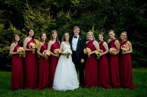 Crimson Bridesmaid Dresses For A Fall Or Winter Wedding