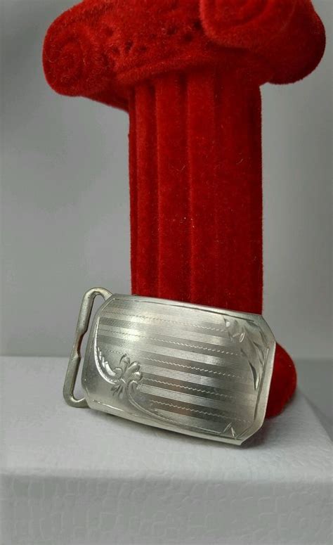 Vintage Sterling Silver 925 Scroll Stripe Slider Belt Buckle