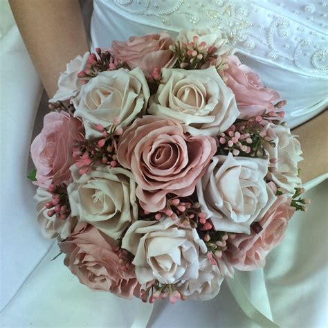 Artificial Wedding Bouquet Of Dusky Pink Rose Flowers Abigailrose