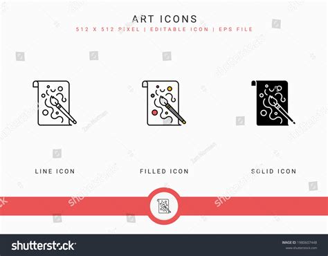 Art Icons Set Vector Illustration Solid Stock Vector Royalty Free