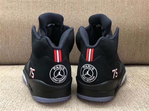 The jordan brand x psg collection consists of more than 25 different pieces, from a beanie to a parka, and includes two specialized models of signature air jordans and two pairs of soccer boots. Air Jordan 5 Paris PSG Release Info