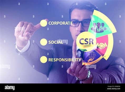Concept of corporate social responsibility with businessman Stock Photo