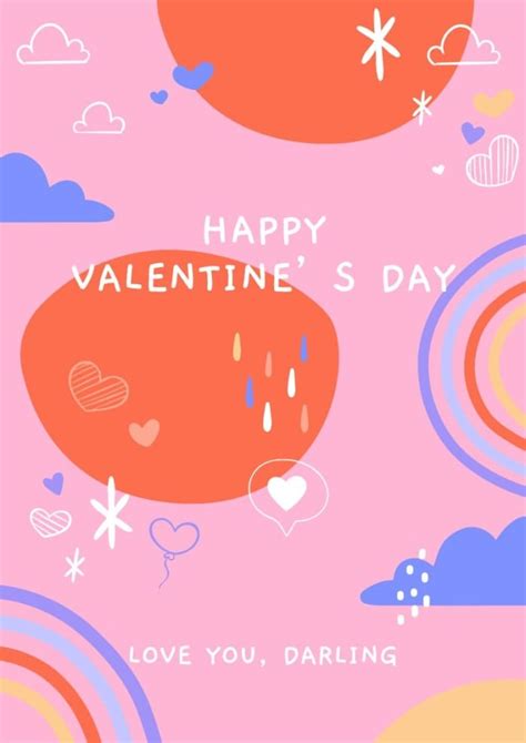 Free Pink And Orange Doodles Valentines Poster Template
