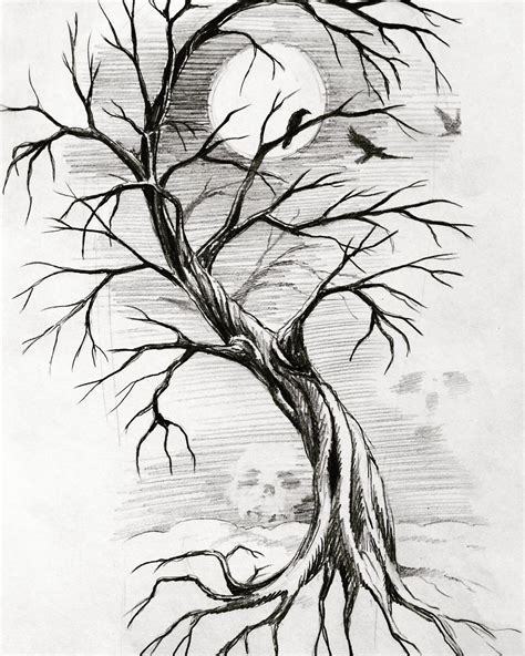 Black And White Tree Drawing At Explore Collection
