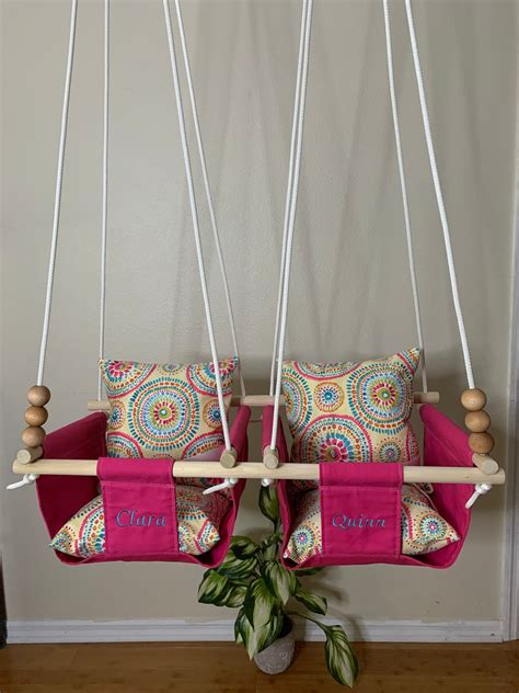 Pink Baby Swing Indoor Twins Baby Canvas Playroom Swing Twins 1st