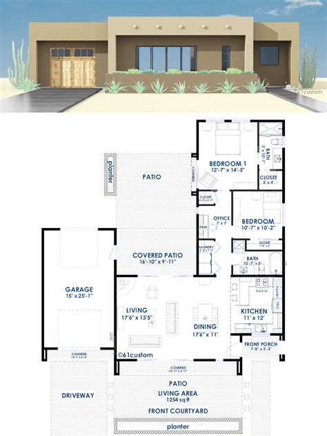 This Contemporary Adobe Style House Plan Has Two Bedrooms Two