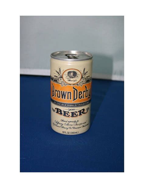 Vintage Brown Derby Lager Beer Can Aluminum Opened Safety Tab Etsy