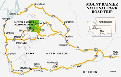 Mt Rainier National Park Map World Map