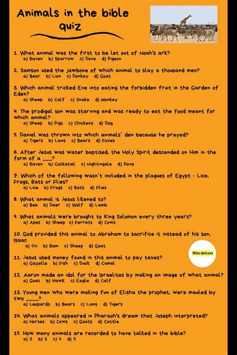 It doesn't give a date for christ's birth, just as it doesn't say how many wise men there were, and it certainly doesn't mention a christmas tree in the desert land nor tell about santa claus. Animals in the bible quiz 🐷🦁 in 2020 | Bible quiz, Animals ...