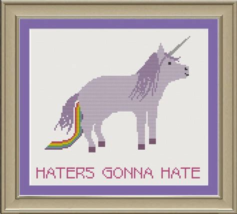 Unicorn Haters Gonna Hate Funny Cross Stitch Pattern Etsy