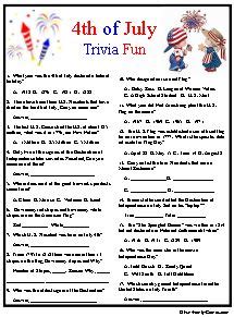 This fourth of july trivia is not only fun for history buffs, but makes a great game for patriotic parties! July 4th trivia is a fun reminder of our independence and rights