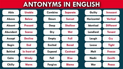 Learn 150 Common Antonym Opposite Words In English To Improve Your