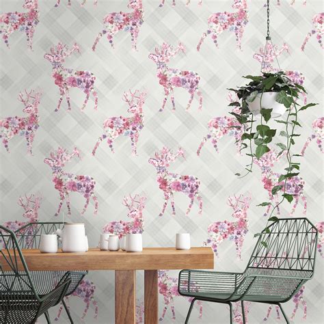Great news!!!you're in the right place for free nature wallpaper. STAG WALLPAPER - FLORAL NATURE FEATURE WALL GREY | eBay