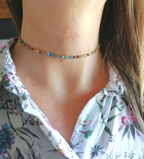 Multicolor Bead Choker Bead Necklace Gift For Woman
