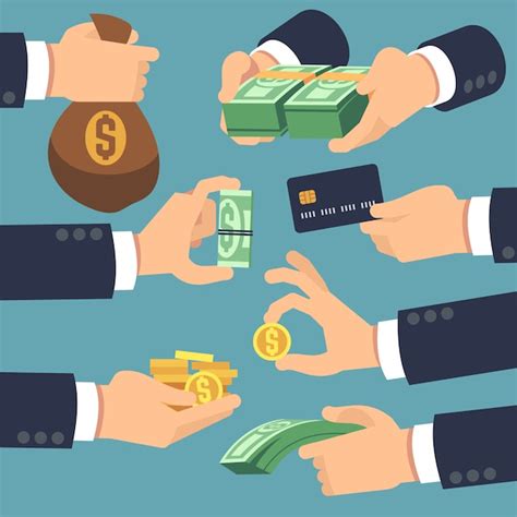 Premium Vector Businessman Hand Holding Money Flat Icons For Loan