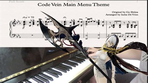 Code Vein Main Menu Theme Piano Cover With Sheet Music Youtube