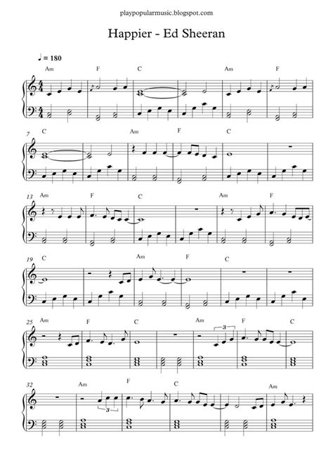 Ab 20€ gratis versand (d), blitzschnelle lieferung. Free piano sheet music: Ed Sheeran - Happier.pdf I could ...