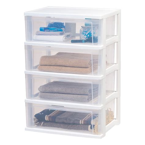 Home Storage Units 4 Drawer Plastic Large Tower Storage Drawers Chest