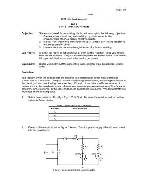 Series And Parallel Dc Circuits Lab Report Answers Circuit Diagram