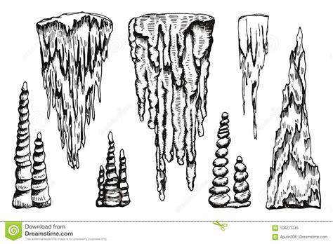 Stalactites Vector Hand Drawing Isolated Stock Vector Illustration