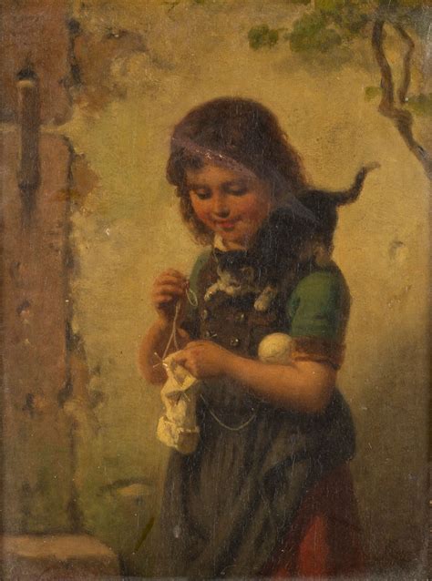 Hermann Werner German 1816 1905 A Helpful Playmate Cottone Auctions