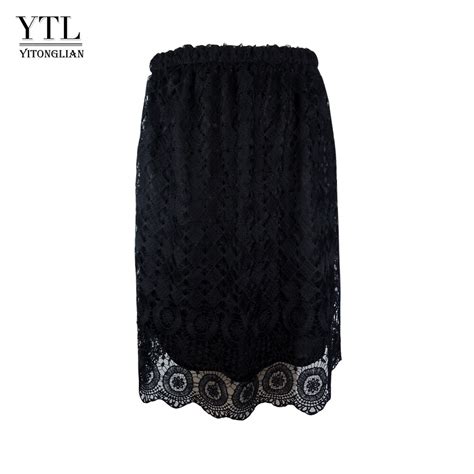 ytl plus size lace skirts for women elegant floral crochet red office work party pencil bodycon