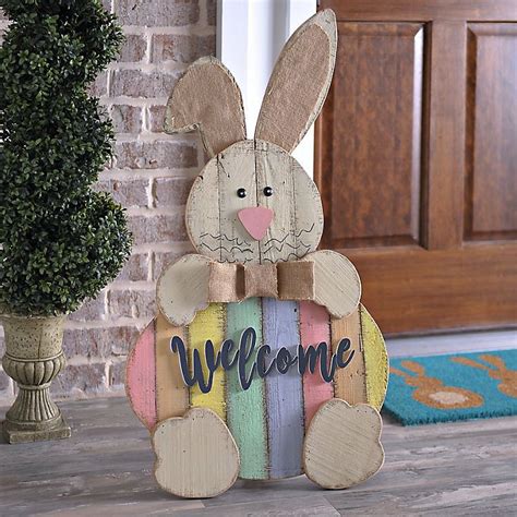 Wood Easter Bunny Welcome Sign Kirklands Easter Wood Crafts Easter