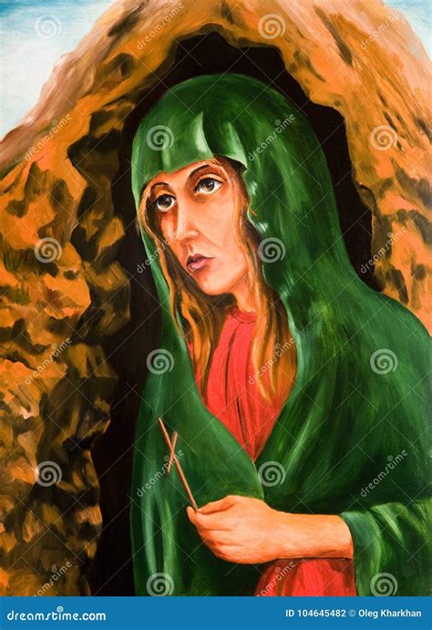 Mary Magdalene Near Enty Tomb Vector Illustration 53352410