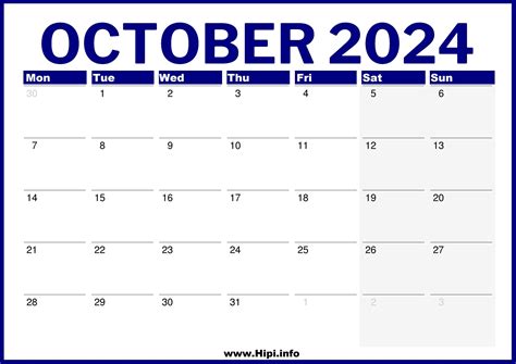 October 2024 Uk Printable Calendar