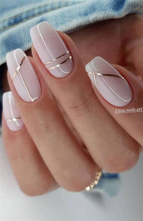 48 Most Beautiful Nail Designs To Inspire You Silver Line Neutral Nails