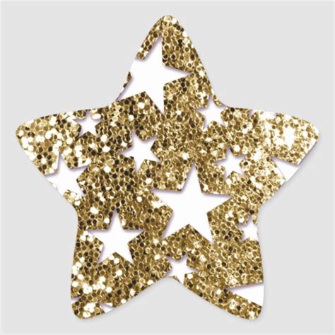 Gold Glitter Look Stars Heart Sticker Heart Stickers