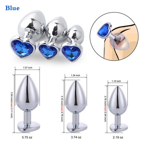 3pcs Set Diamond Butt Toy Plug Anal Insert Heart Jeweled Gem Metal S M L Blue Ebay