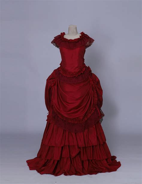 victorian dressred satin victorian dress bustle dress etsy