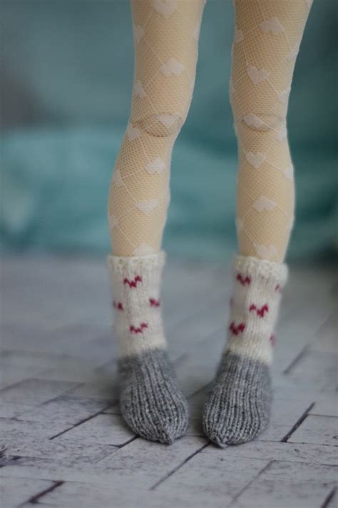 Tights White Hearts For Doll 14 Slim Msd Minifee