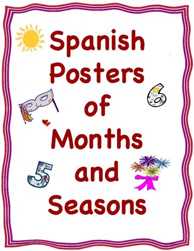 Spanish Posterscards Of The Months And Seasons Teaching