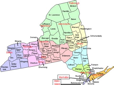 New York Counties Map With Cities