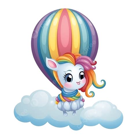 Unicorn Cartoon Character Animal In Air Balloon Air Balloon Unicorn