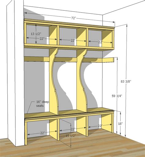 I actually agonized over both of those measurements, but they really do work out. Mudroom bench plans | Project shed