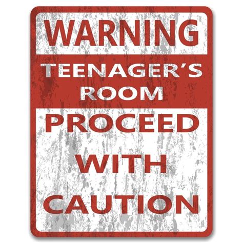 Warning Teenagers Bedroom Proceed With Caution Metal Sign Funny