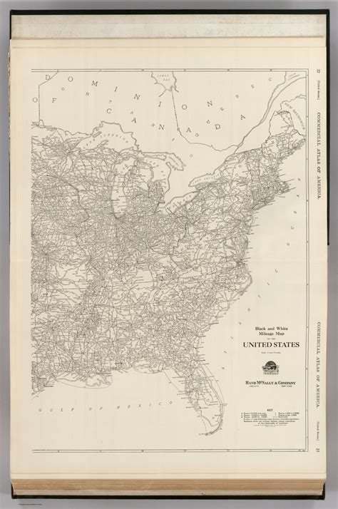 Black And White Mileage Map Of The United States Eastern Half