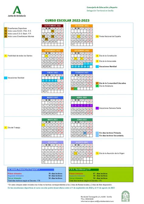 Calendario Escolar Curso 2022 23 Sevilla Educaljarafe
