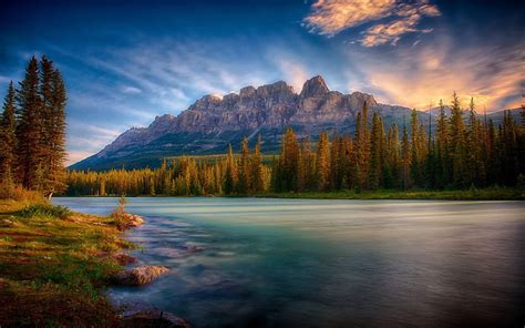 Banff National Park Of Canada Castle Mountain Nature Mountain Sunrise