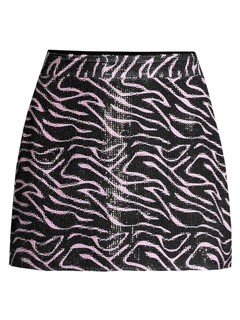 Olivia Rubin Skirts Womens Libby Sequin Zebra Mini Skirt Pink Black