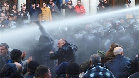 Georgia Riot Police Use Water Cannons To Disperse Protesters Afp