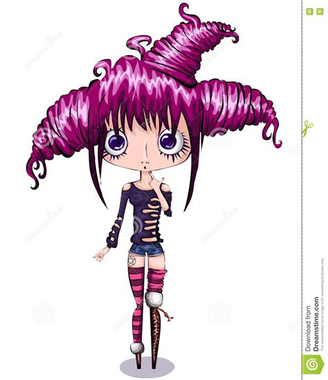 Cute Little Cartoon Girl With Pink Hair Character Anime