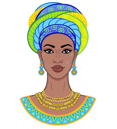 Belleza Africana Retrato De Animación De Una Hermosa Mujer Negra En