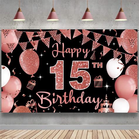 Buy 15th Birthday Decoration Backdrop Banner Happy 15th Birthday
