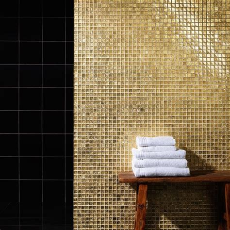 Combine it with grey tiles and black. Midas Gold Mosaic Tile | Mosaic bathroom tile, Gold tiles ...